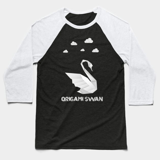 Origami Swan- Paper art Baseball T-Shirt by GlossyArtTees